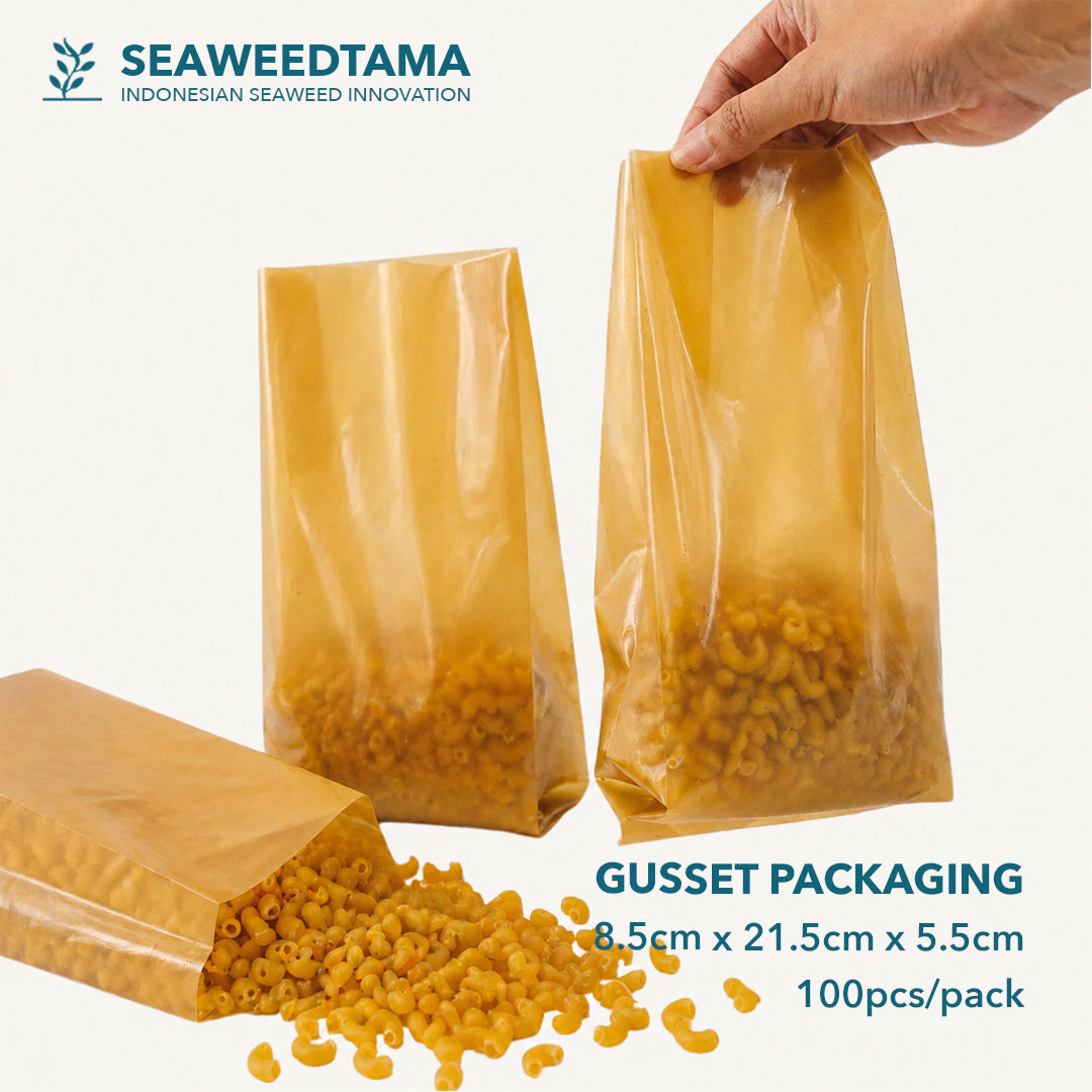 Seaweedtama Disposable Compostable Gusset Bag 8,5x21.5x5,5cm, 100 pcs/pack